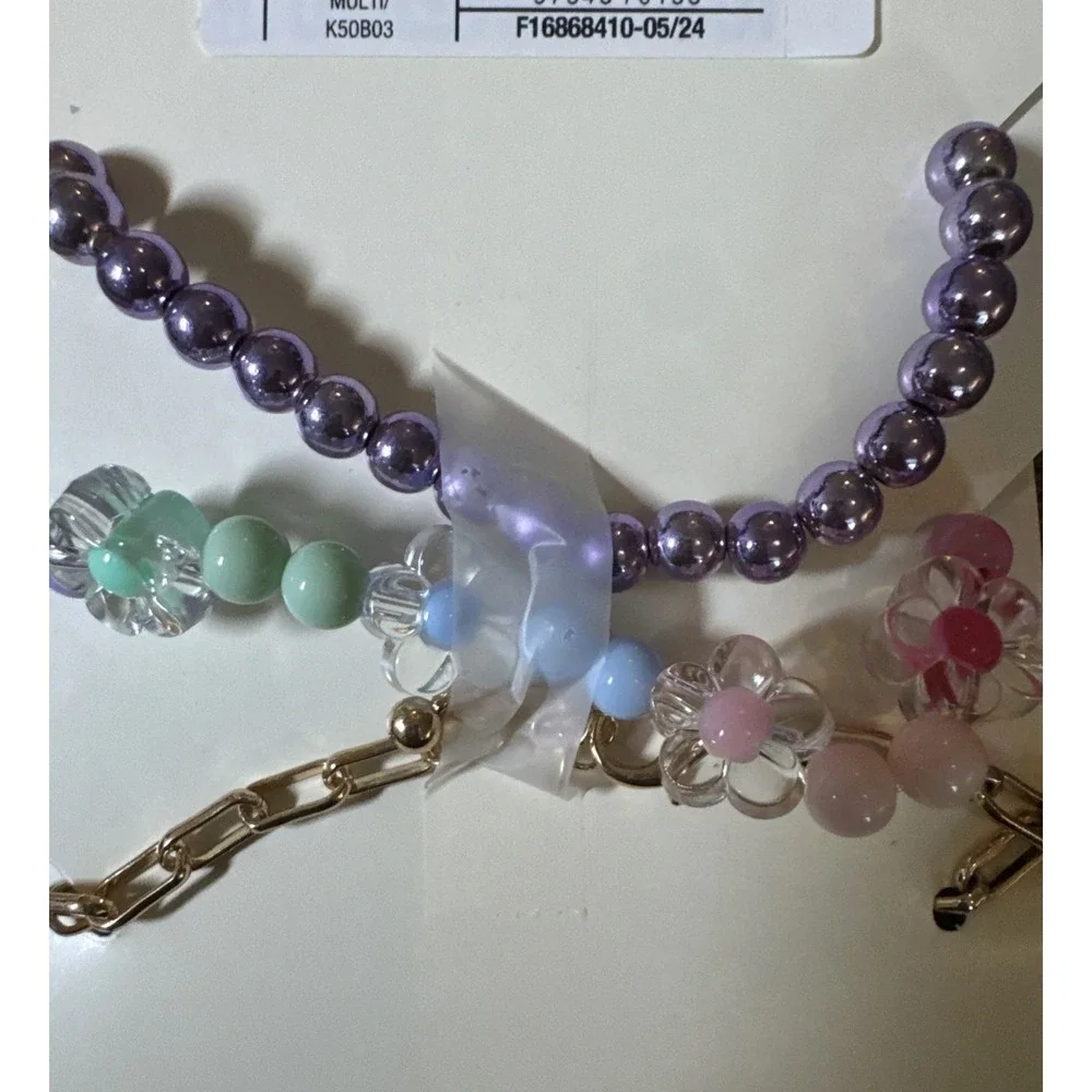 Cat And Jack 3 piece Bracelets Set‎ Beaded Charm Flower